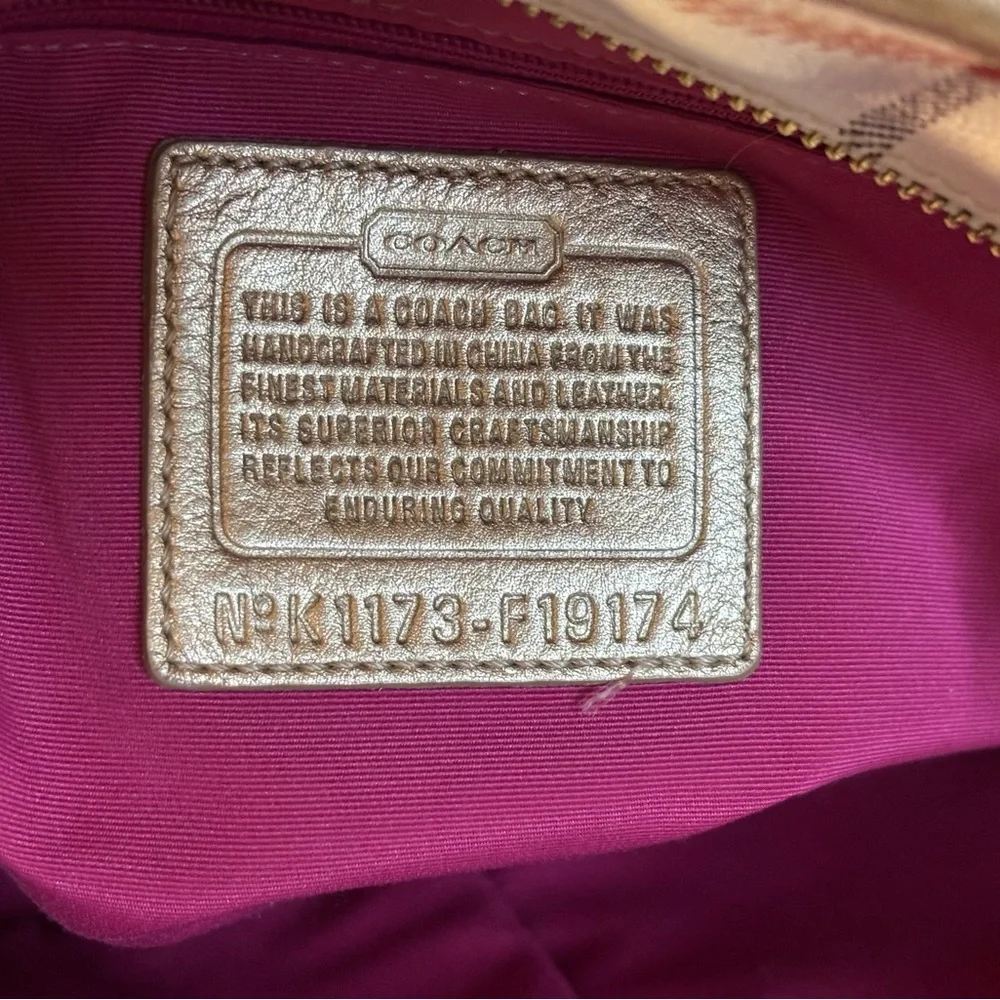 Coach White and Gold Plaid Tote - Picture 5 of 6